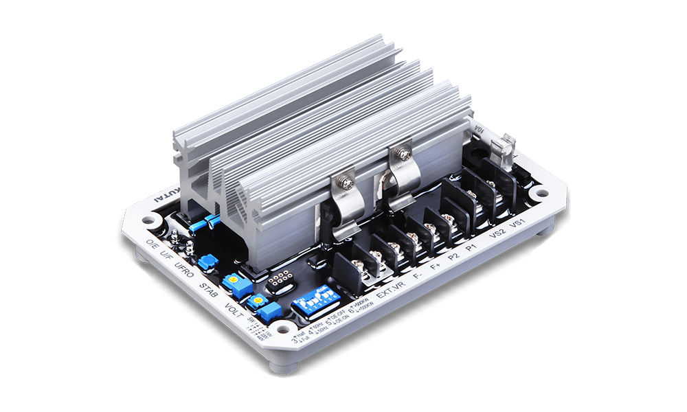 Universal Hybrid Analog / Digital 7A Full-wave / Half-wave selectable Automatic Voltage Regulator for self-excited brushless generators.